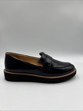 Naturalizer Adiline black patent crinkle leather platform slip-on new 7.5 WIDE